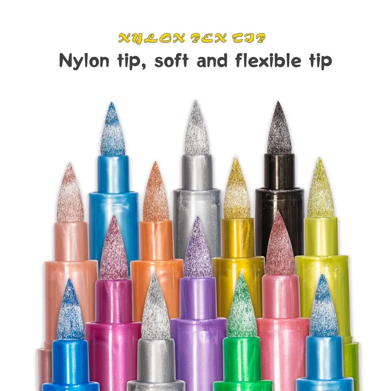 Decorative stones painted with GN metallic markers, shiny and durable effect
