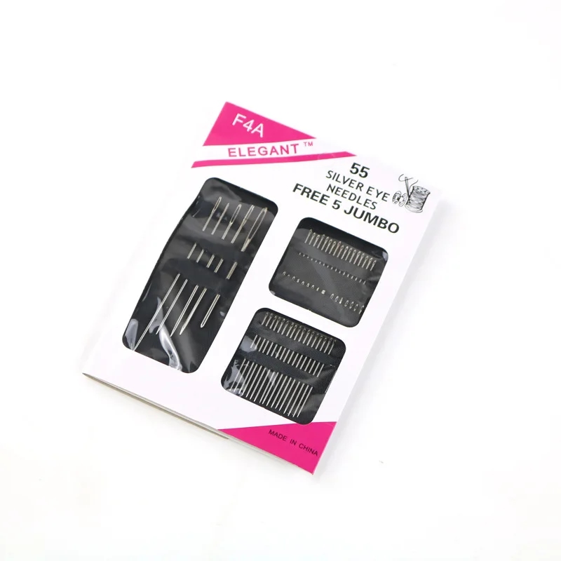 Set of large-eyed hand sewing needles made of durable stainless steel