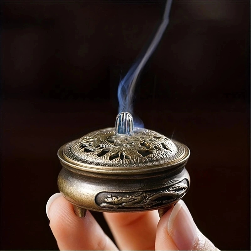 Graceful appearance of the bronze incense burner with artistic engravings