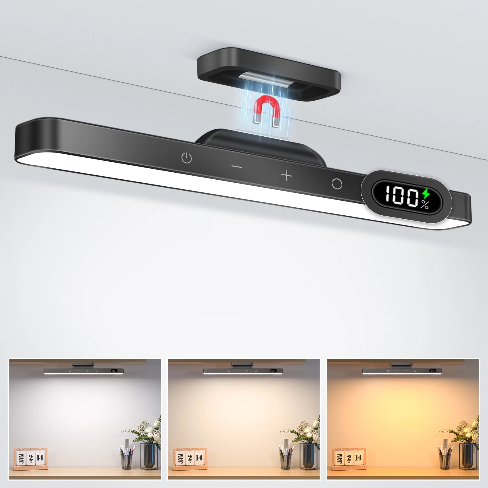 작업대에 자석 홀더로 설치된 콤팩트 휴대용 화장용 LED 조명