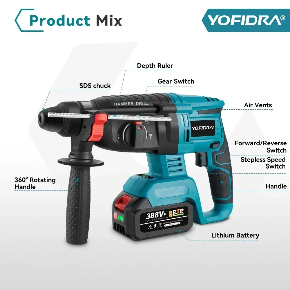 Drill YOFIDRA in action, drilling in concrete
