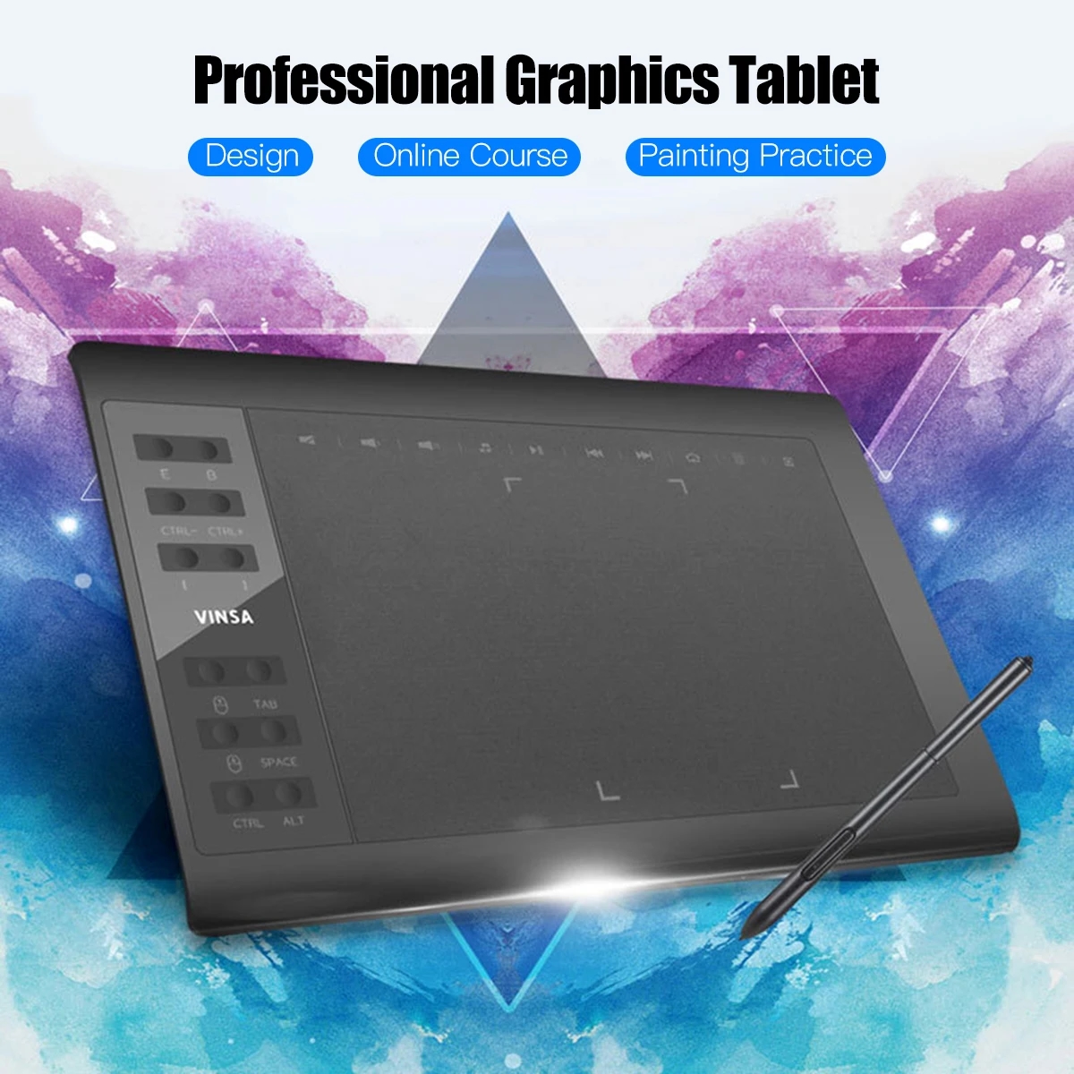 Photo of the graphic tablet with a USB cable for connecting to a computer