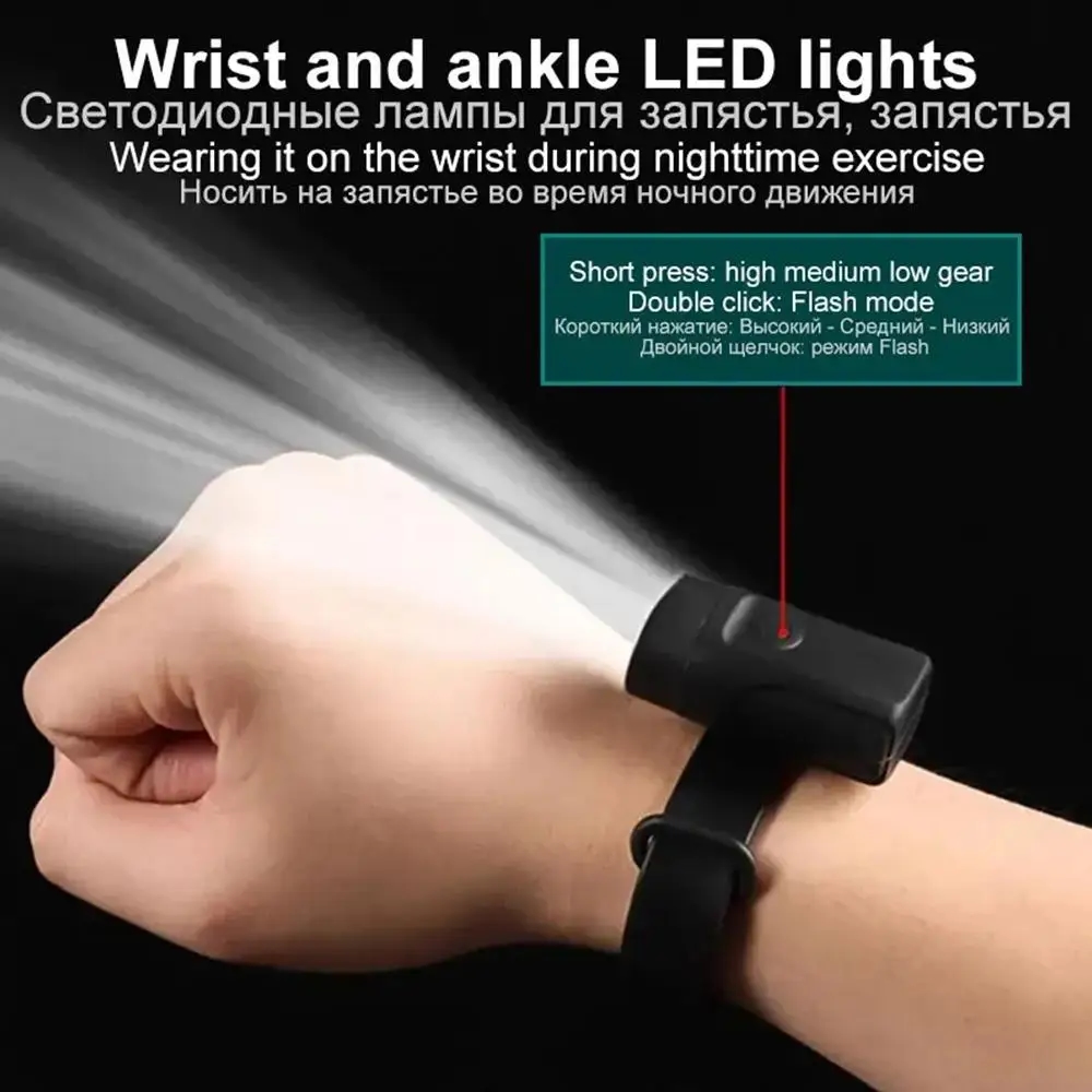 The flashlight is attached to the athlete's leg during a run
