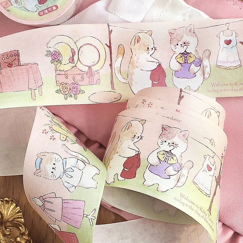 Close-up showing a variety of colorful and beautiful prints on the multicolored washi tape
