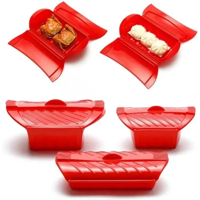 Silicone steamer for quick cooking of healthy food in the microwave oven