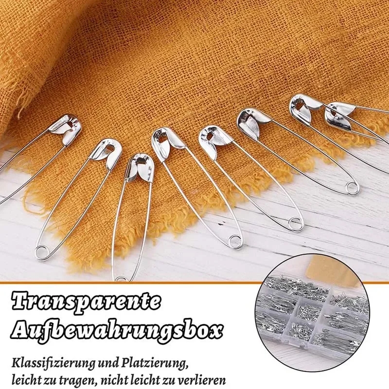 Stainless steel safety pins in sets of 50 to 100 pieces