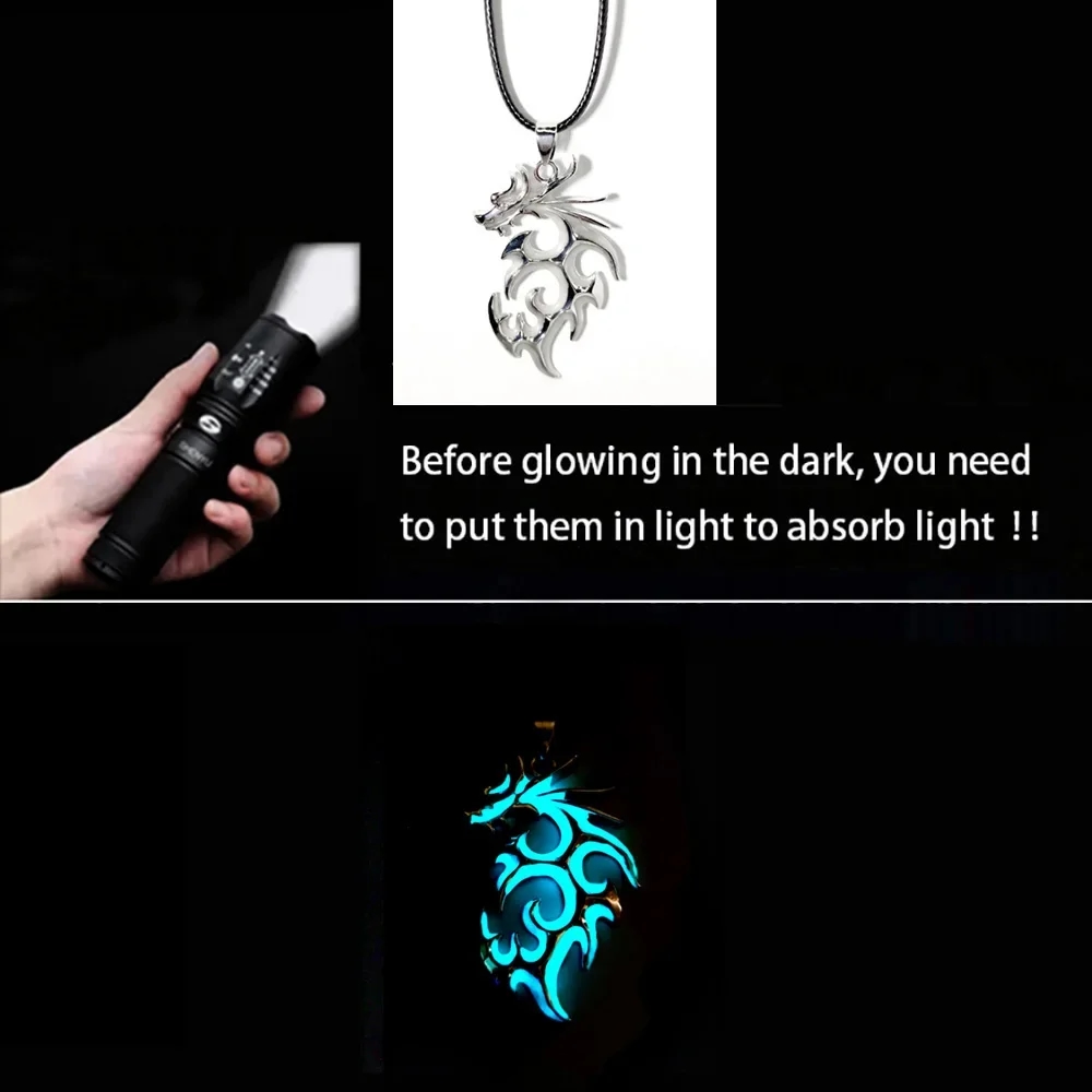 Dragon necklace that glows brightly in the dark