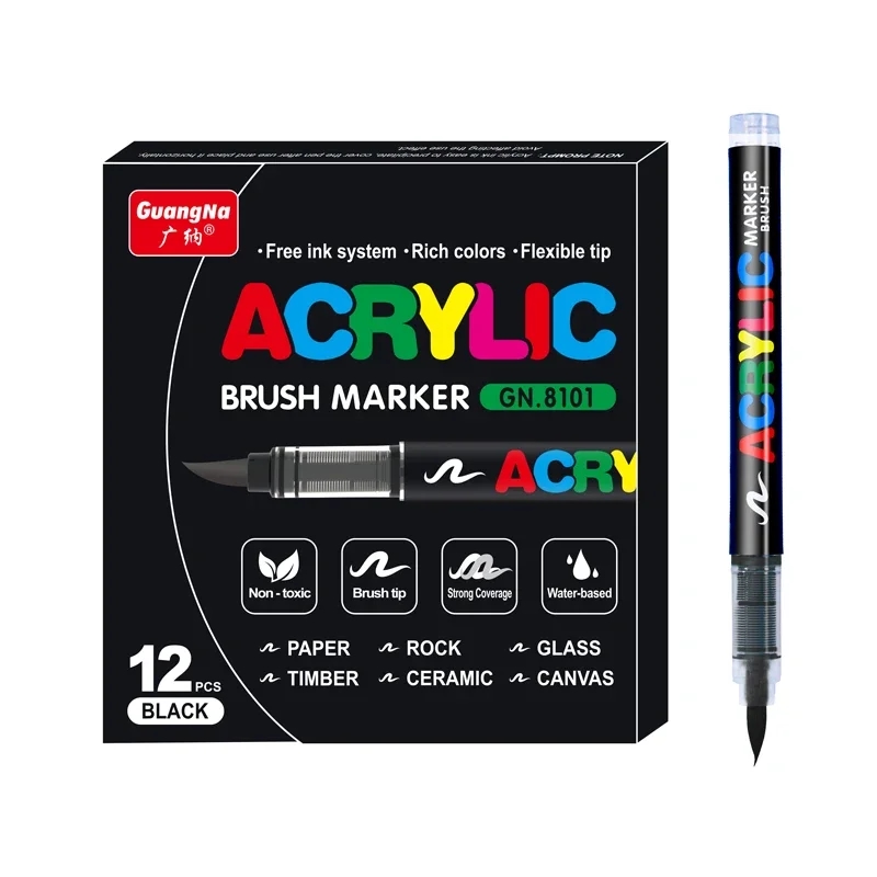 Artist using markers to create a bright painting on canvas