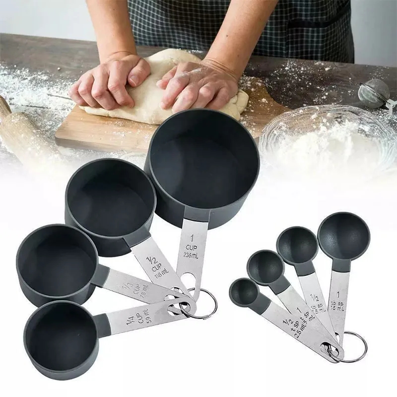 Compact set of measuring cups with clear measurements, perfect for any kitchen