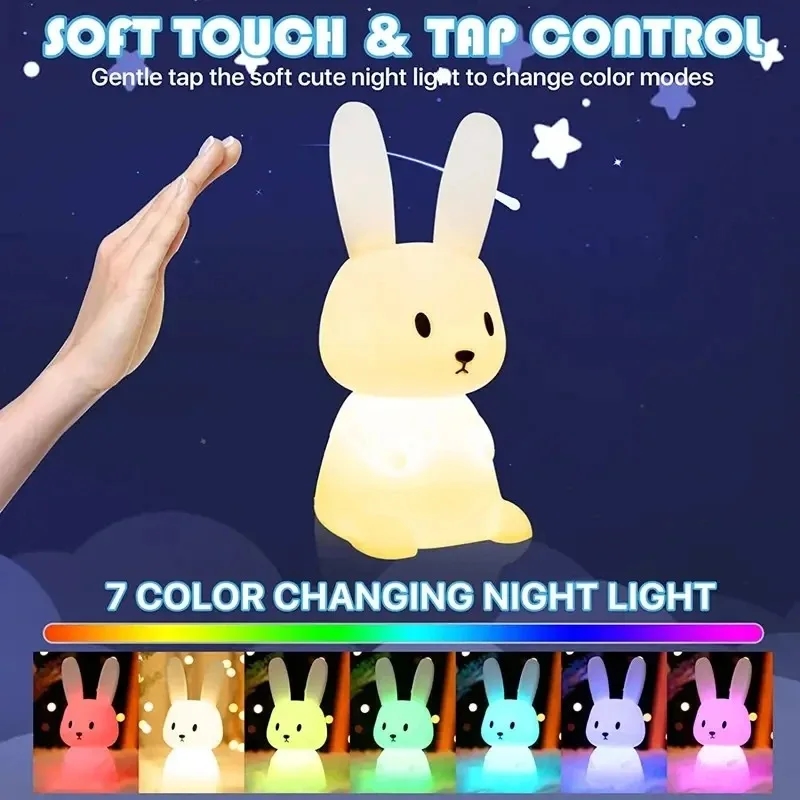 터치 패널이 있는 토끼 모양의 야간등