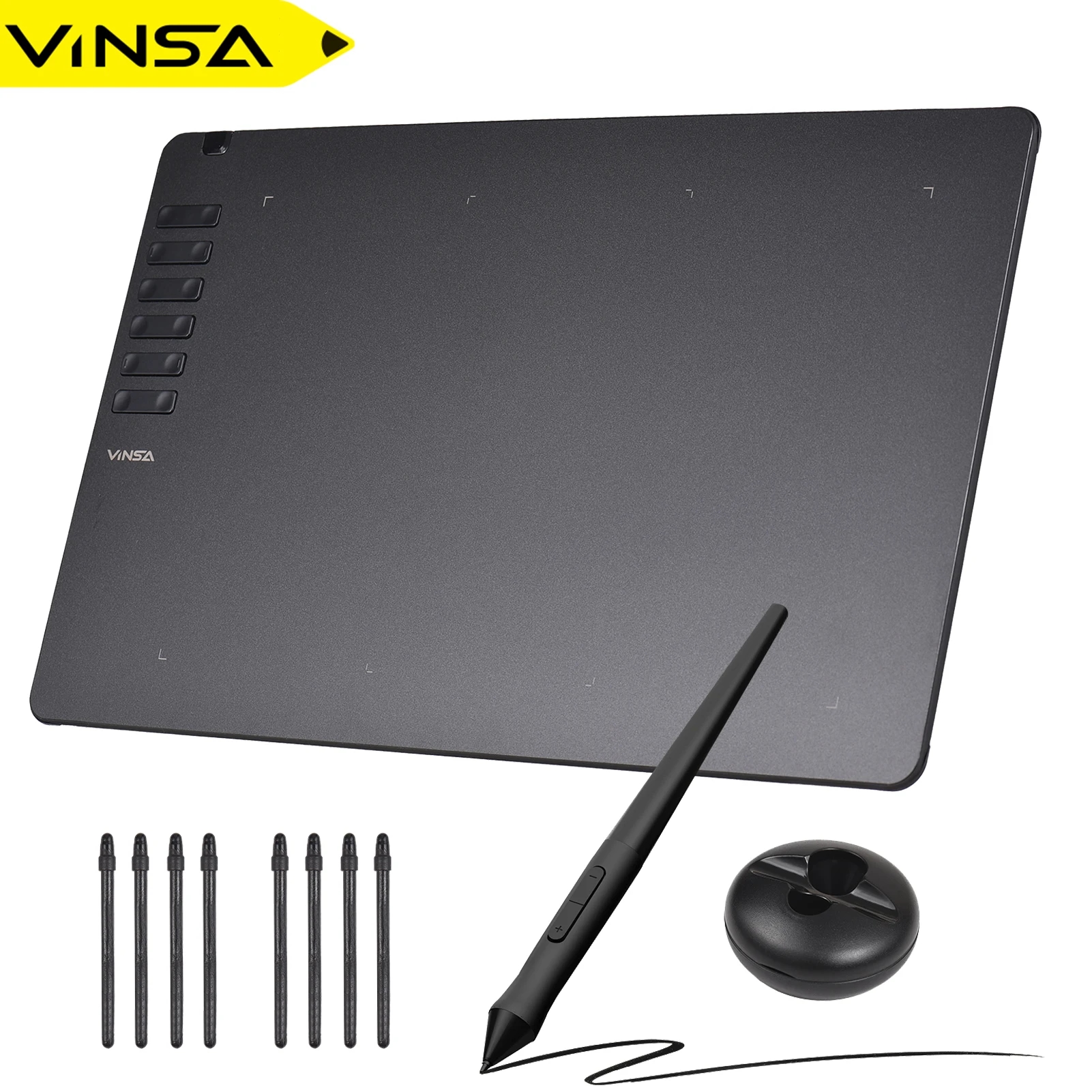 Ultra-thin VINSA T1161 graphic tablet with a touch panel and stylus