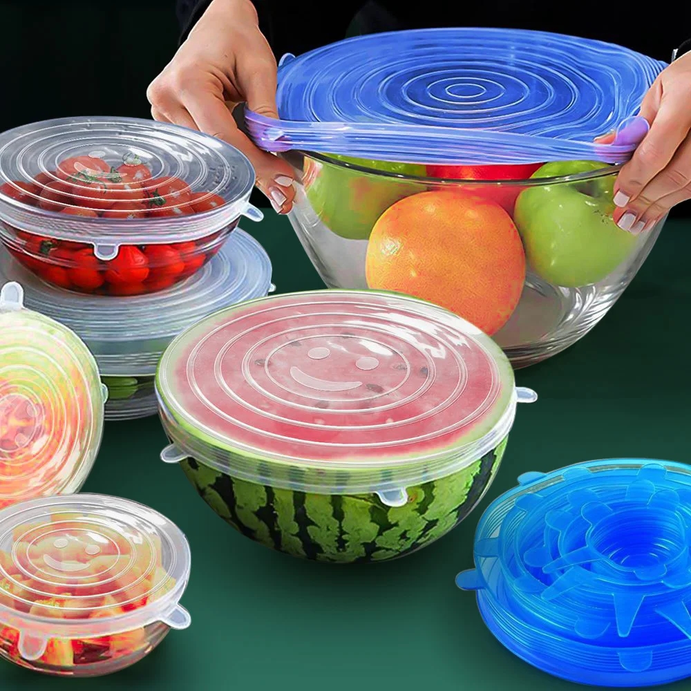 A set of silicone lids, perfectly suitable for food storage and preventing contamination.