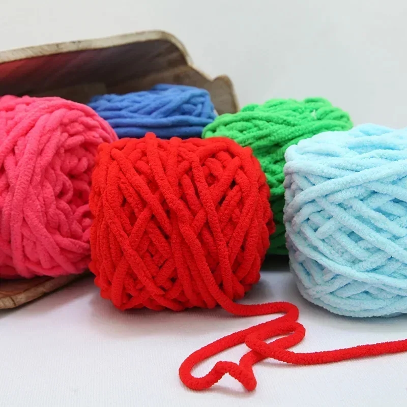 Close-up of the yarn, showing its dense and soft structure