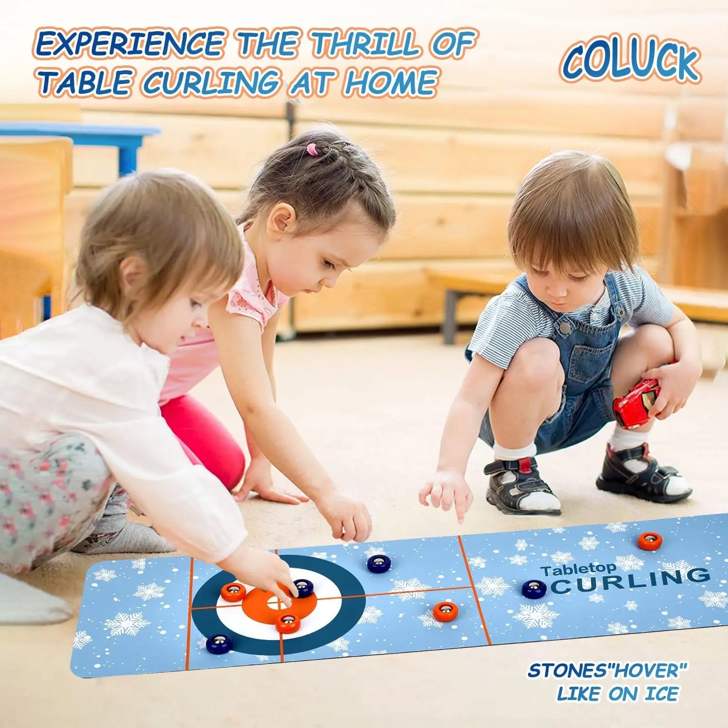 Vue de dessus du terrain de jeu avec les trous de curling