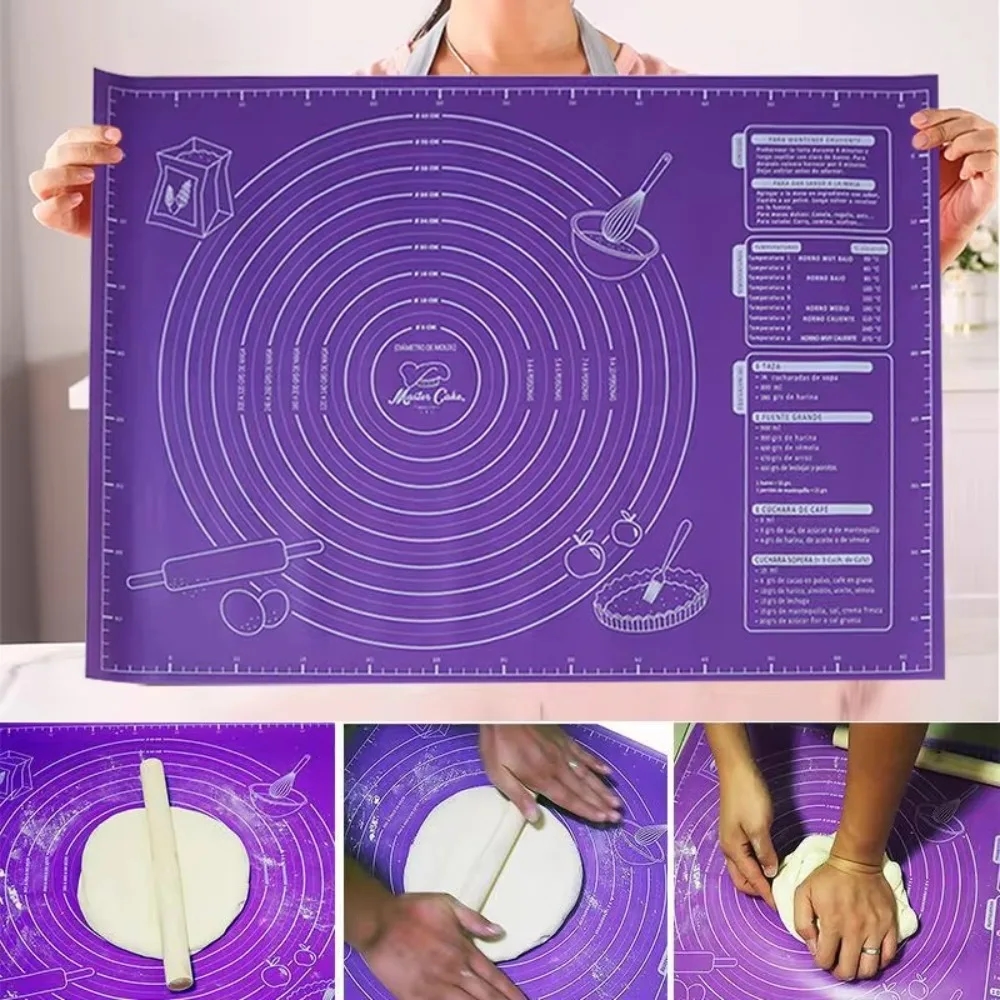 Silicone baking mat with convenient markings for dough