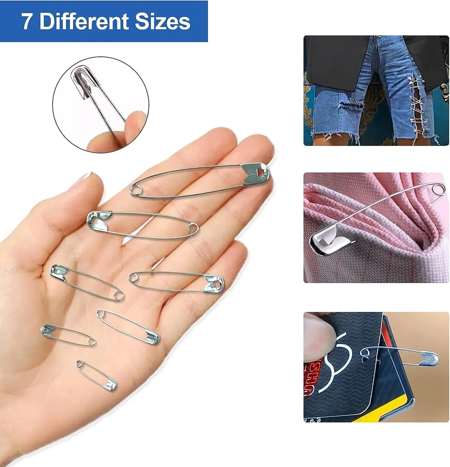 Corrosion-resistant metal safety pins for reusable use