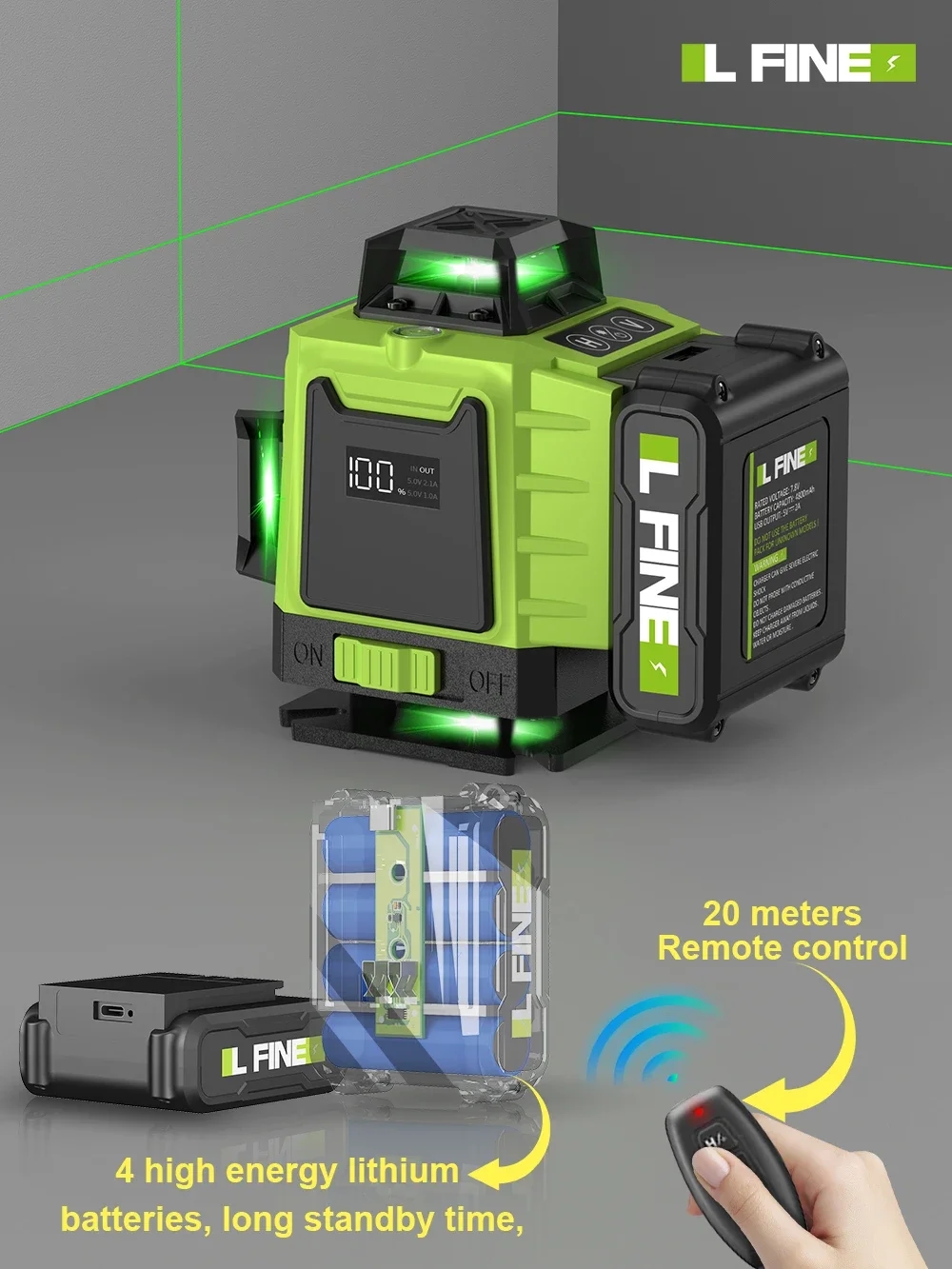 Nível a laser profissional para marcação e nivelamento de superfícies