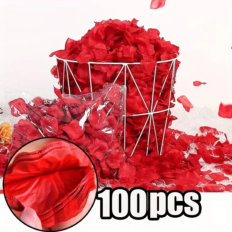 Artificial pink petals on a white background