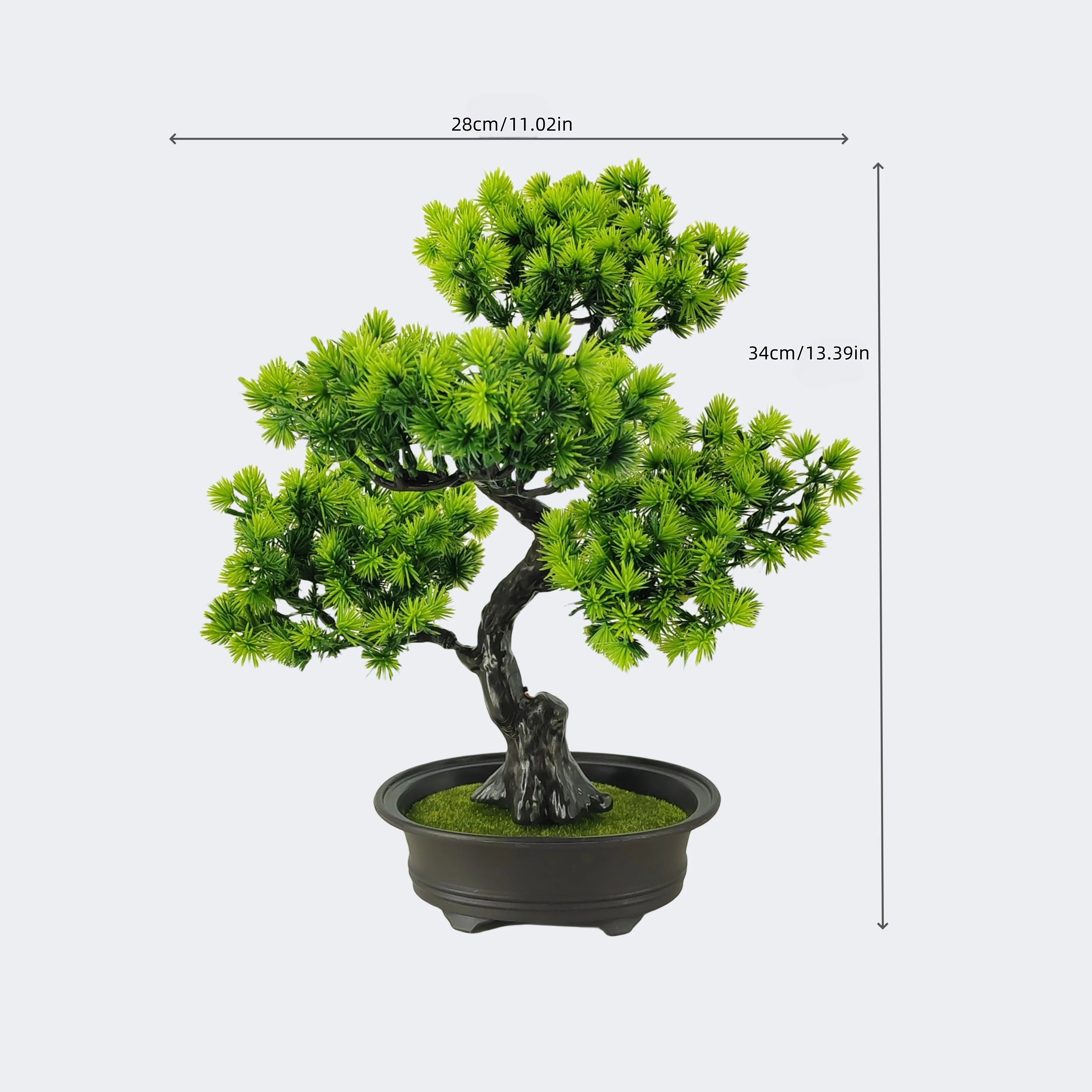 Primer plano del árbol bonsái artificial con hojas detalladas