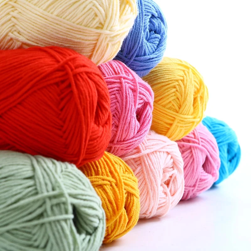 Skeins of cotton yarn ready for use in knitting projects