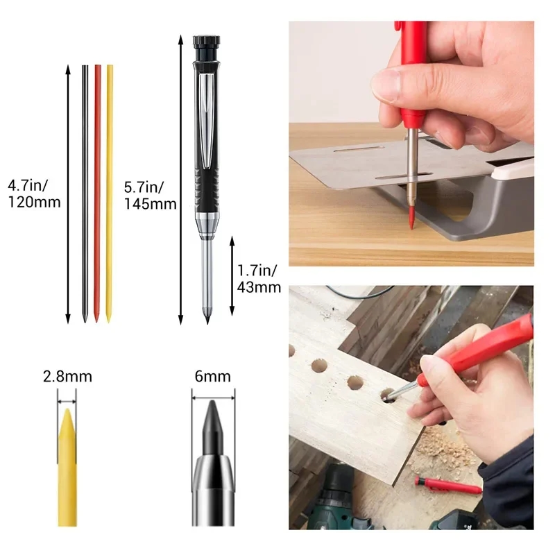 Set of mechanical pencils with 2.8mm leads and sharpeners in different colors