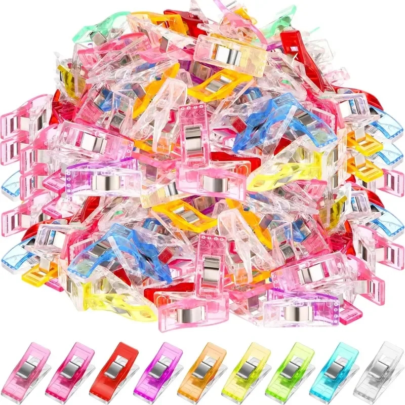 A bunch of multi-colored plastic crafting clips