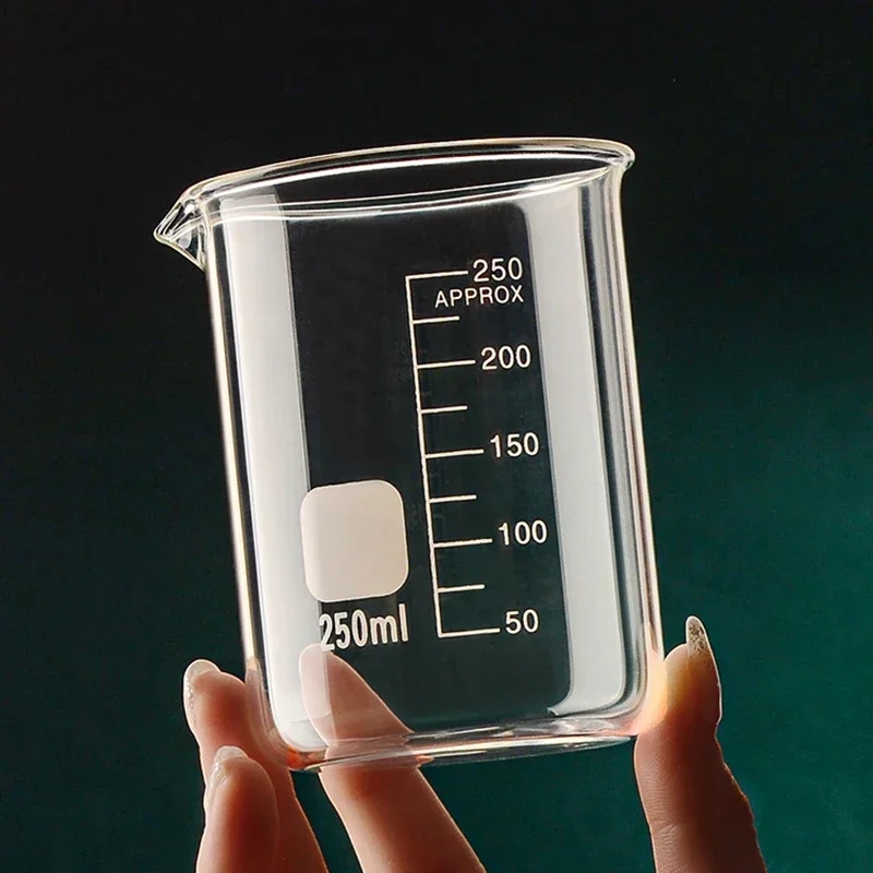 Image of a measuring cup made of borosilicate glass with a clear scale
