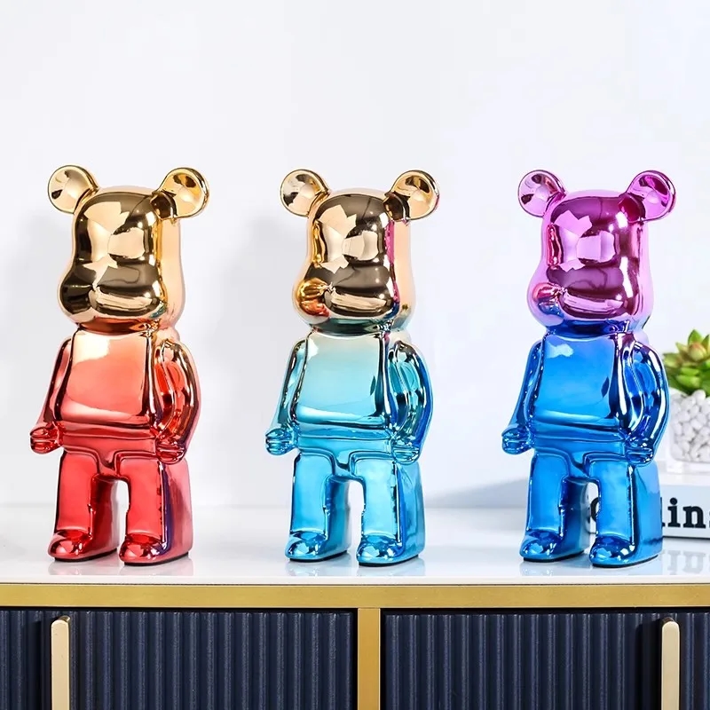 Ceramic bear statuette in a natural pose