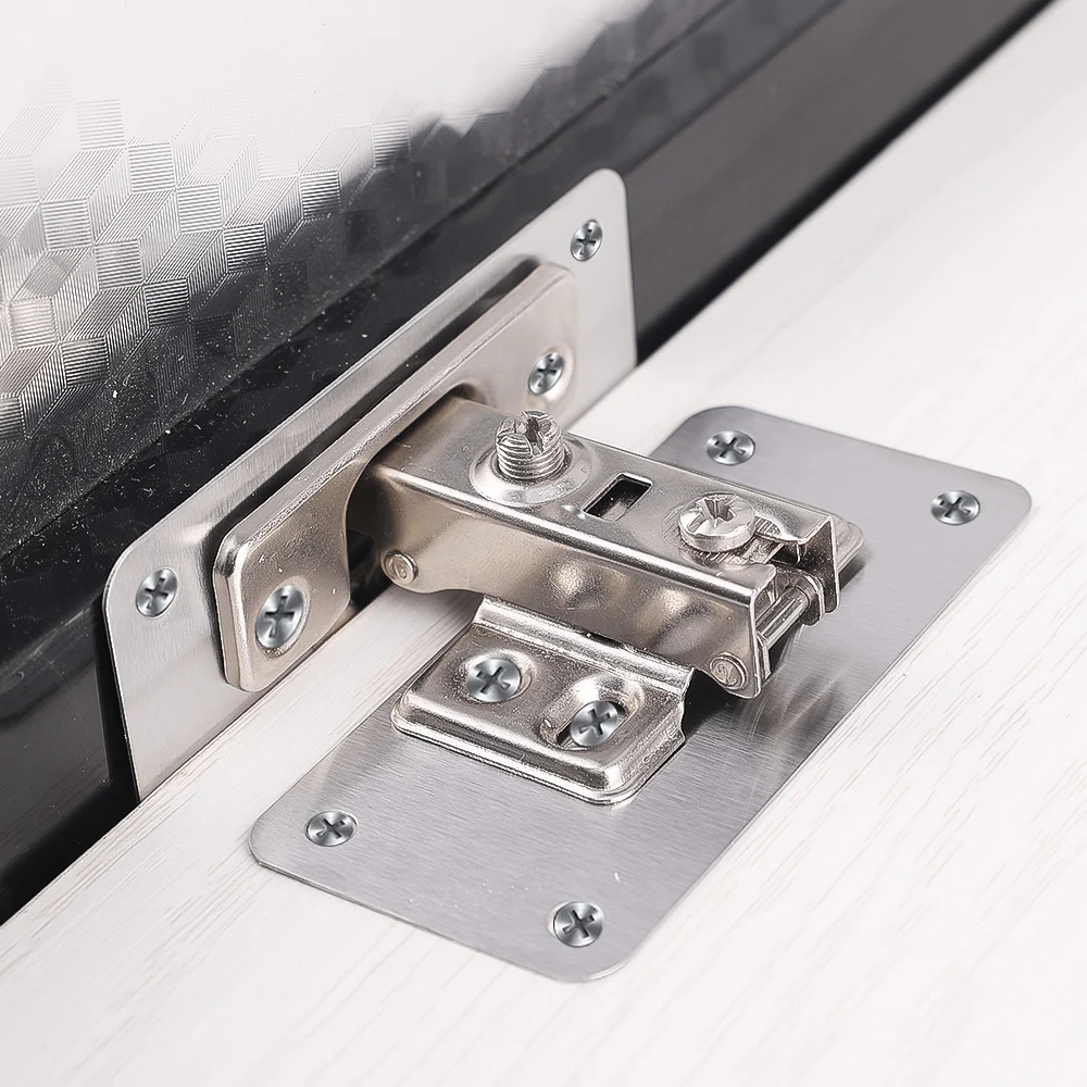 Mounting plates installed on wooden furniture