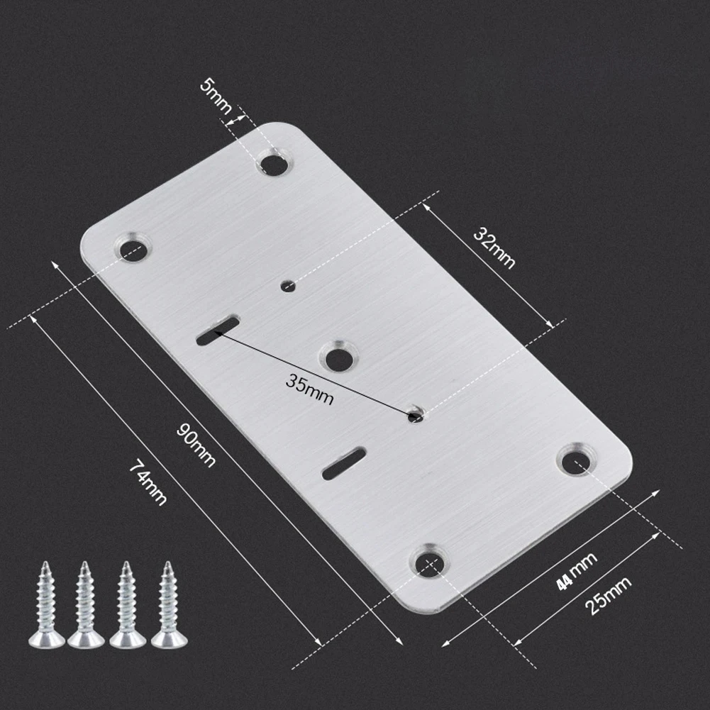 Detailed view of holes in the mounting plates for secure fixation on furniture