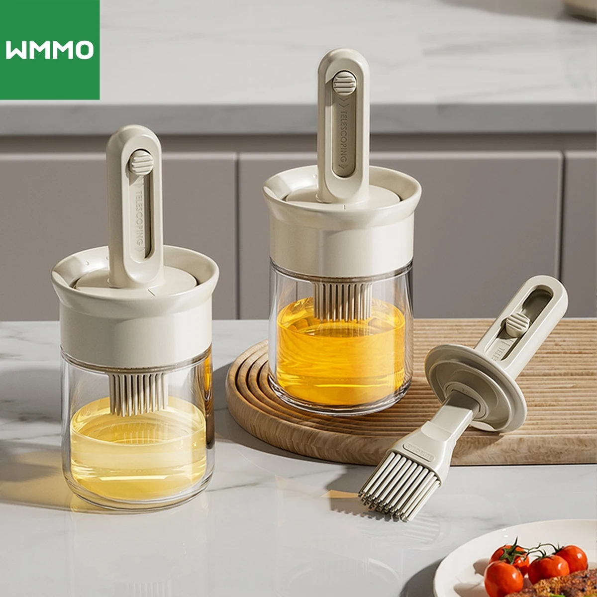 Quality of materials of the telescopic oil brush and glass bottle