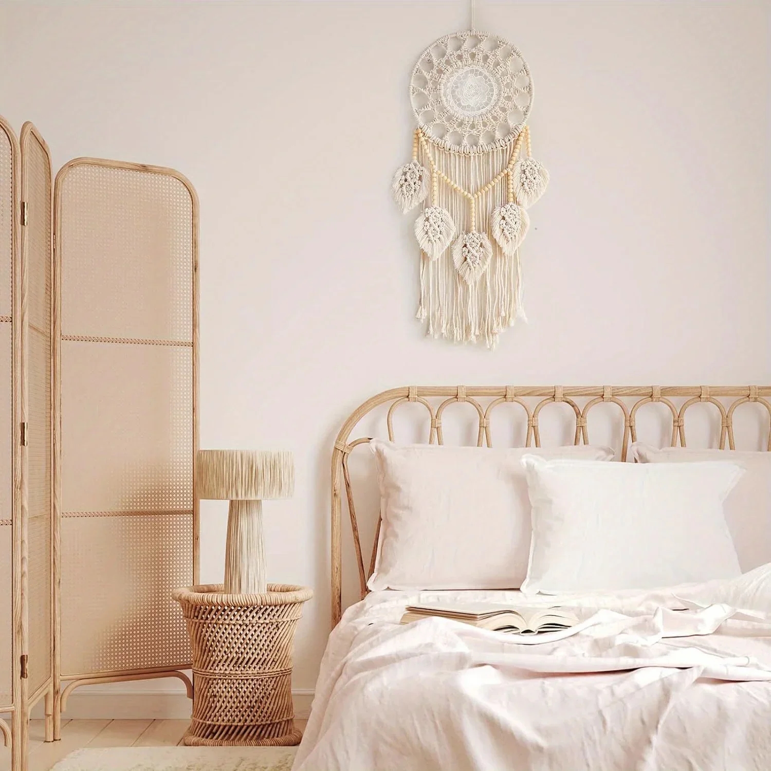 Textile dream catcher with neat patterns, adding charm to the interior