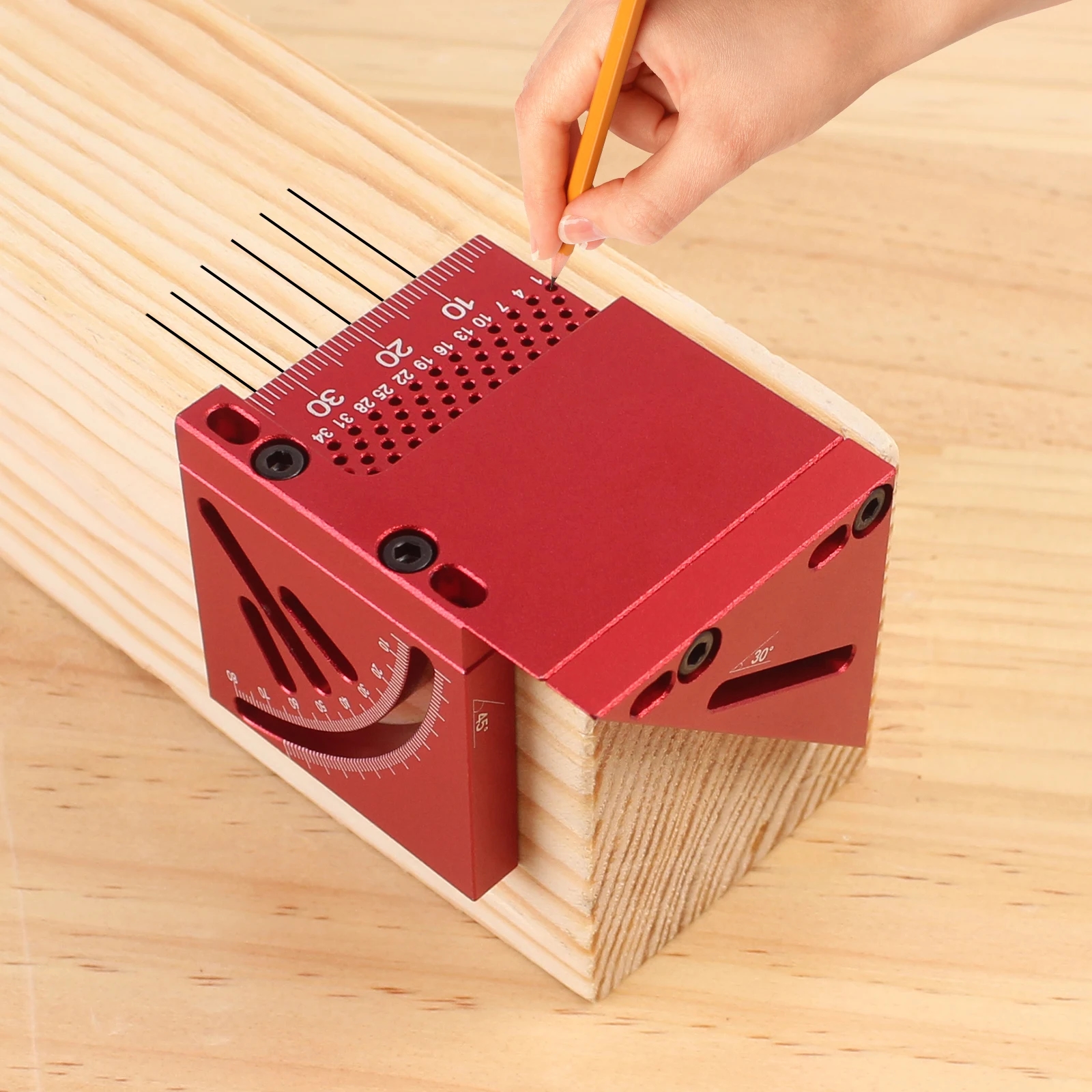 Ability to use the aluminum marking tool for various woodworking tasks