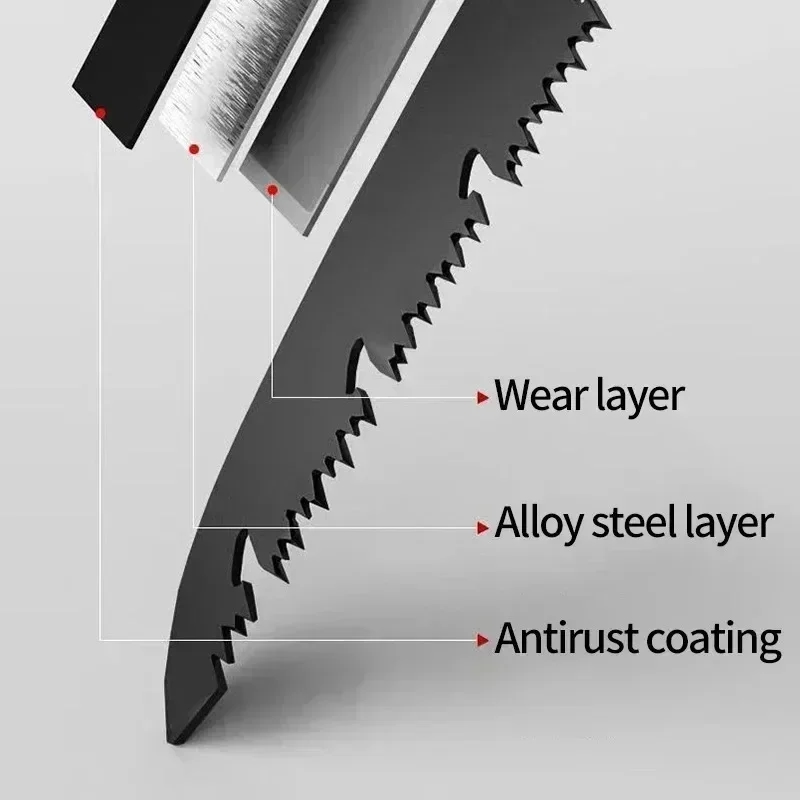 The sharp blade of the saw easily handles the branches