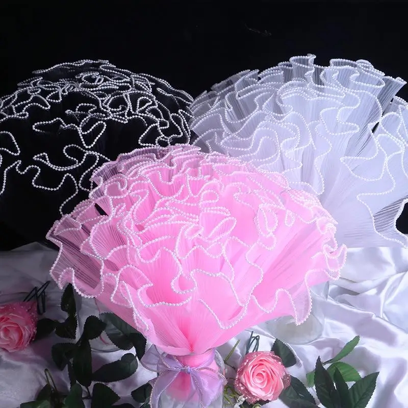 Image du papier d'emballage pour fleurs avec effet nacré blanc