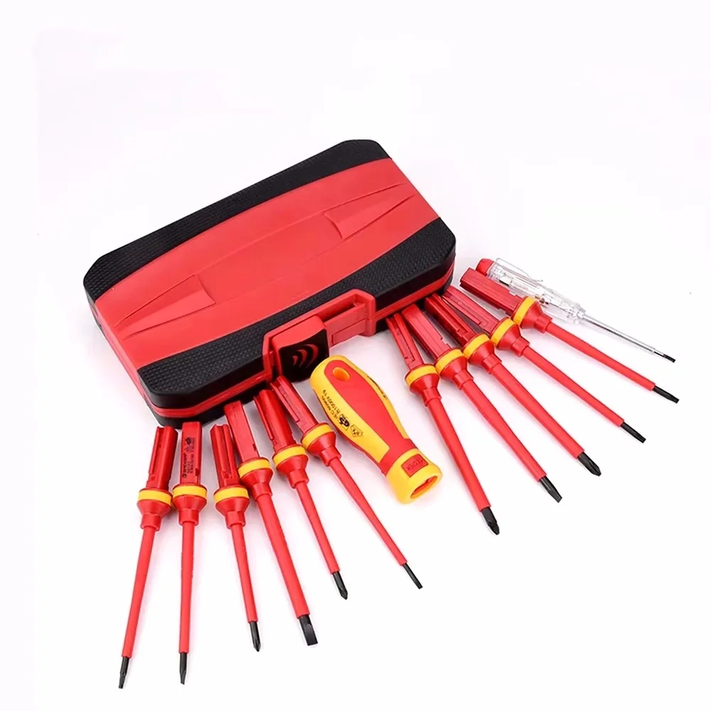 Insulated screwdrivers included for electrical installation work