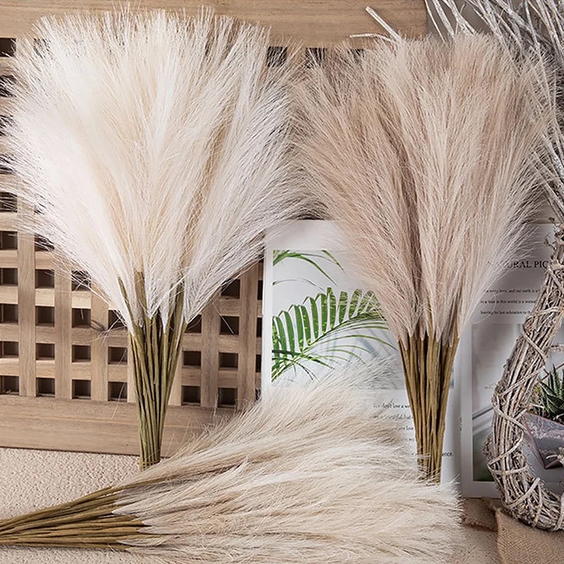 Beautiful set of 10 artificial reed flowers, perfectly suited for interior decoration