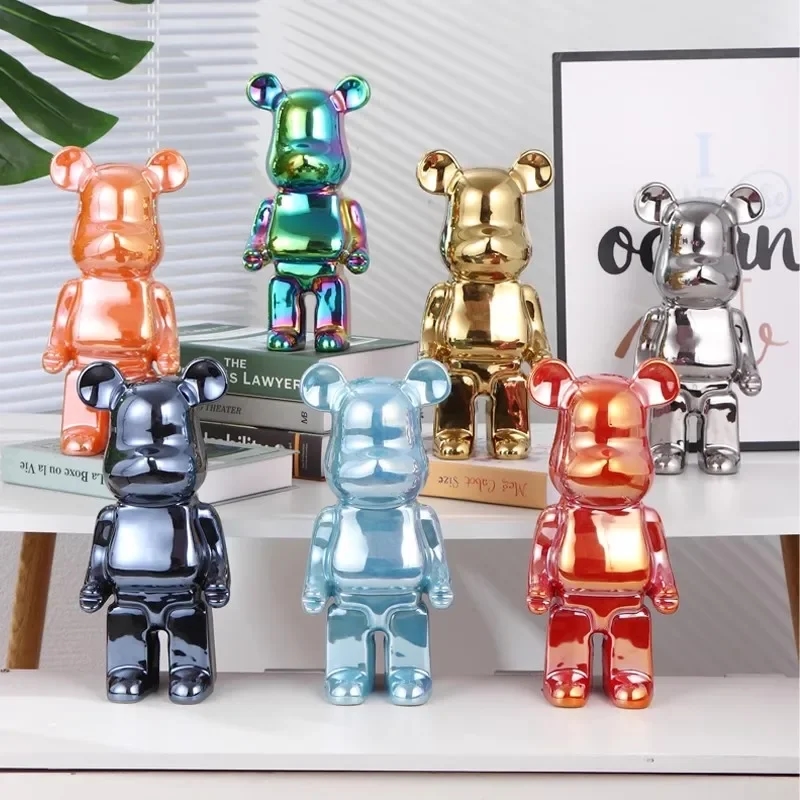 Ceramic bear statuette with decorative plating