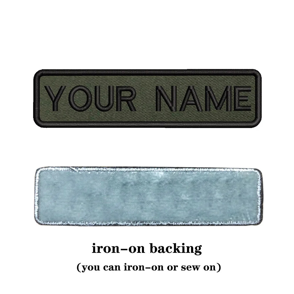 Close-up of a green personalized velcro patch