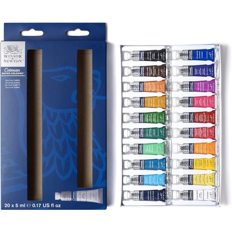 Peintures acryliques Winsor & Newton Cotman de différentes couleurs en tubes de 5 ml