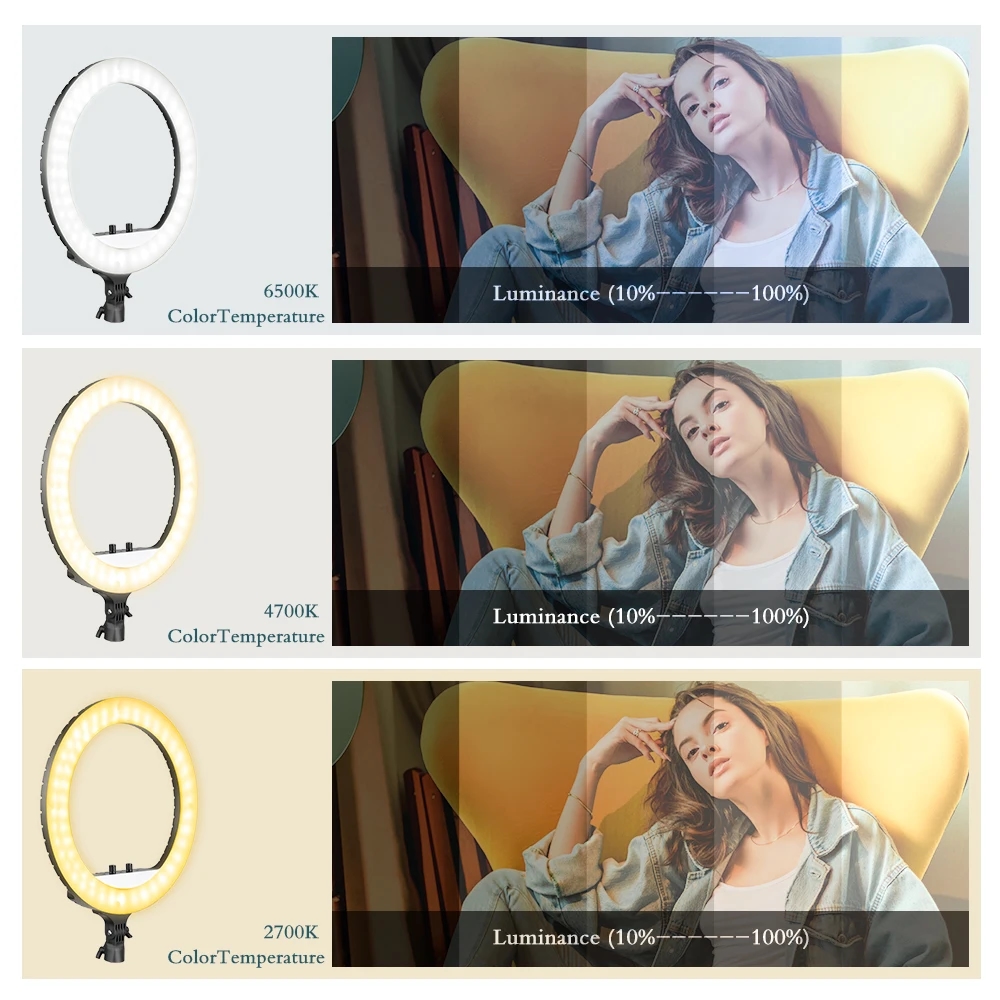 Control remoto inalámbrico para ajustar la iluminación de anillo
