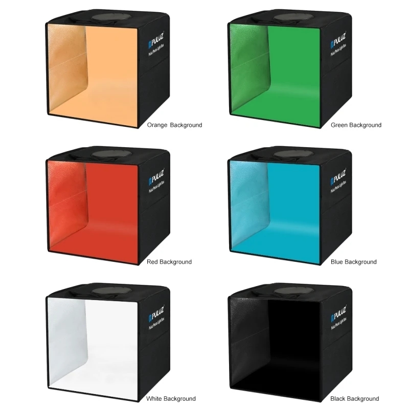 Studio kit with several colored backdrops for professional shooting