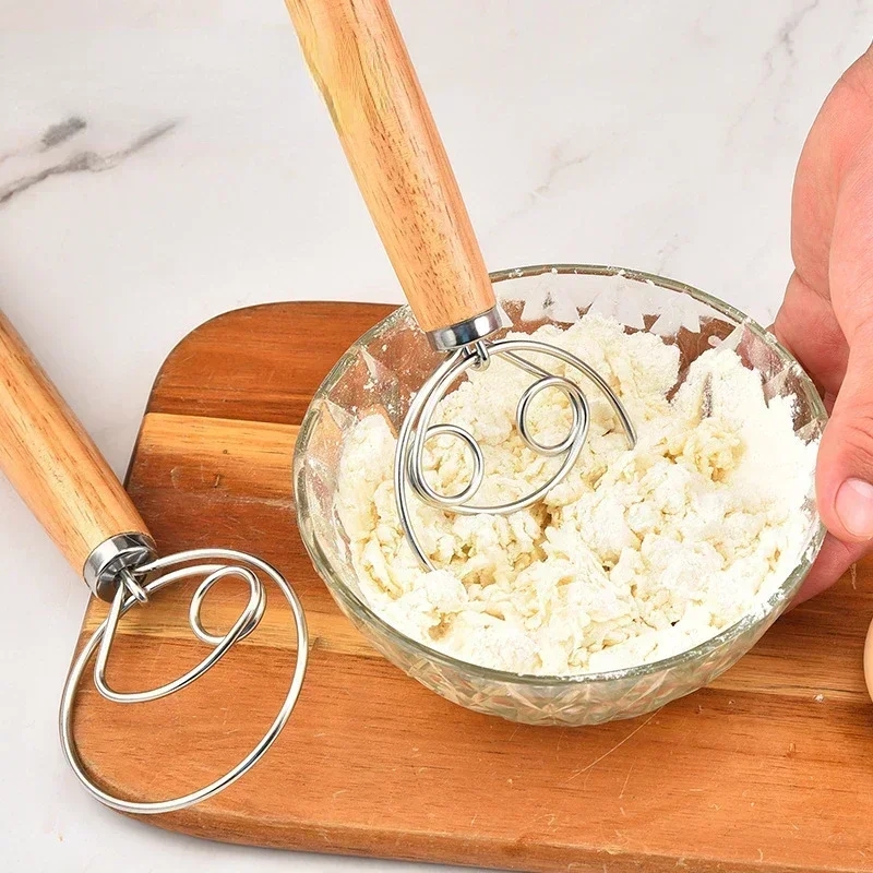 Stainless whisk with a sturdy wooden handle