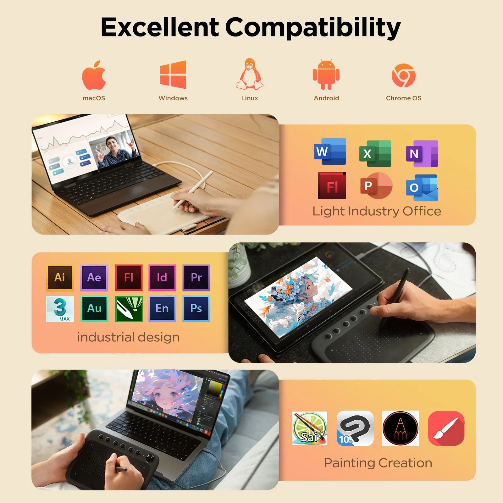 The UGEE Q6 graphic tablet is compatible with Android devices for mobile digital creativity