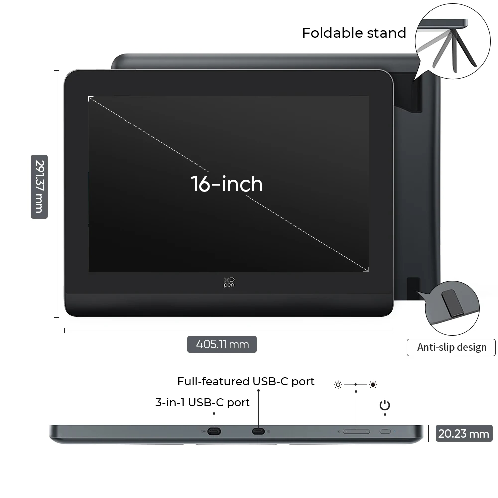 Close-up of the X3 Pro stylus included with the XPPen Artist Pro 16 graphic tablet