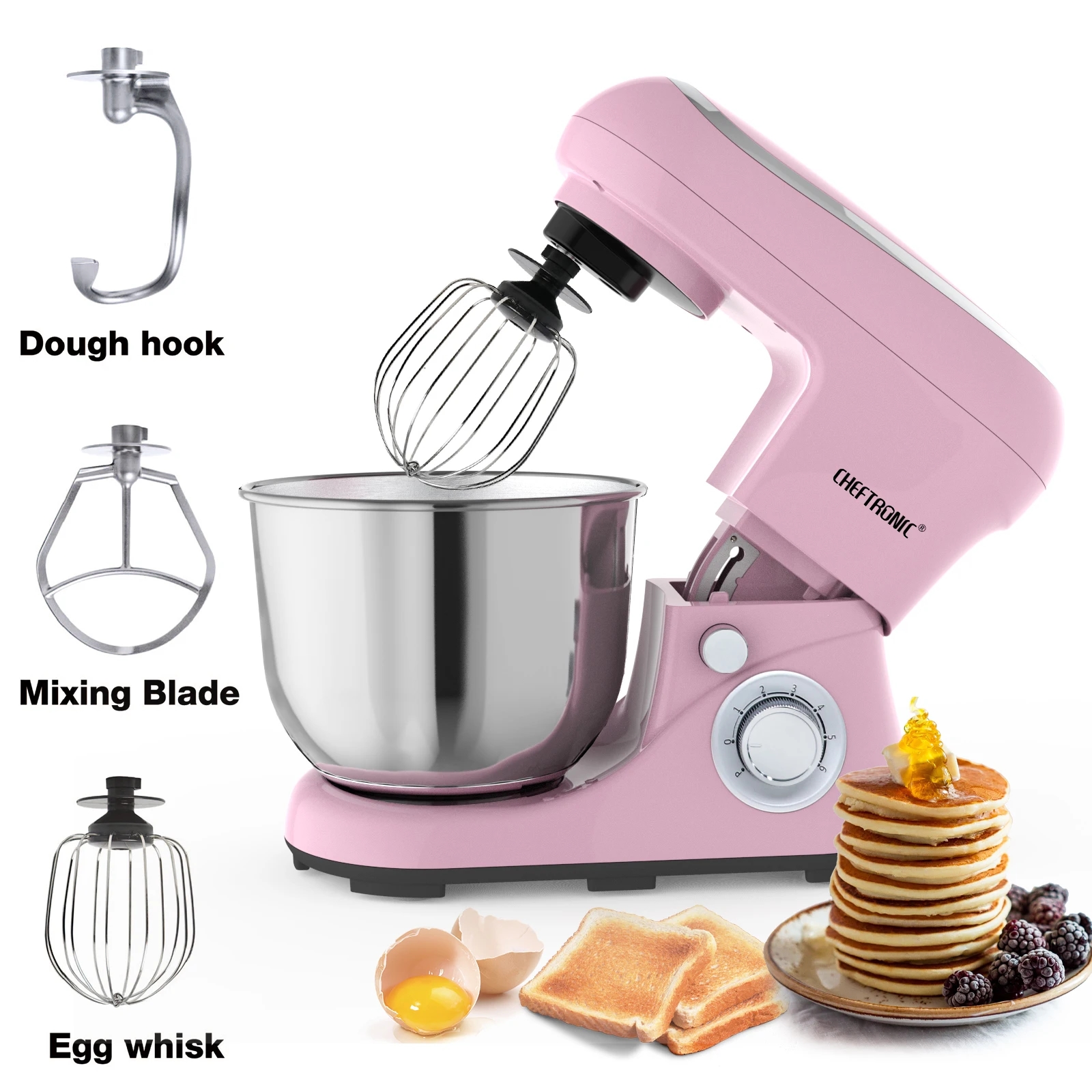 Steel bowl of the Cheftronic mixer with dough
