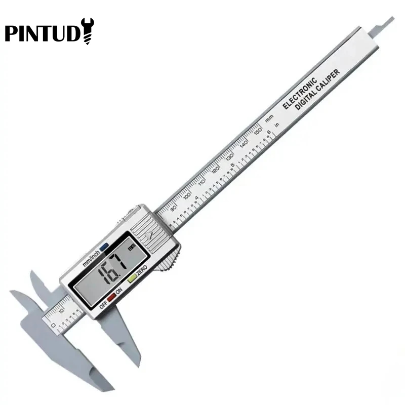 Compact size of the plastic digital caliper compared to a pencil