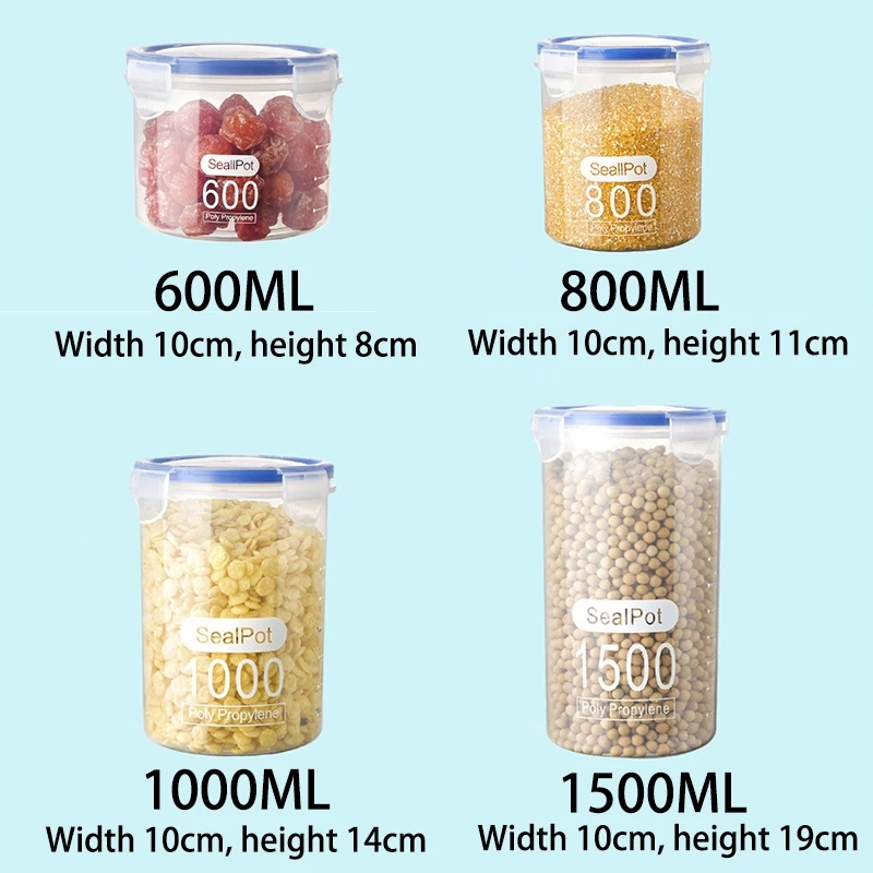 Containers for long-term storage of dry goods with tight lids