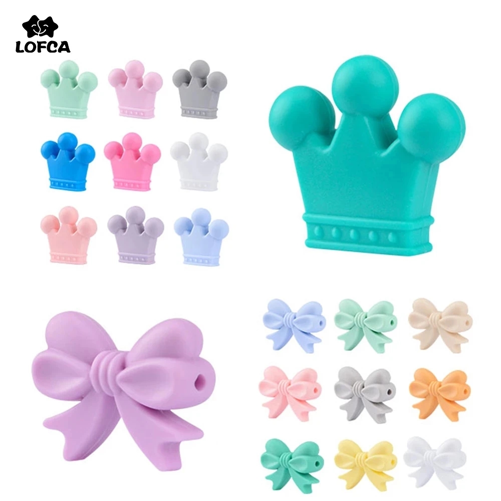 Multicolored crown-shaped silicone beads, suitable for creating jewelry