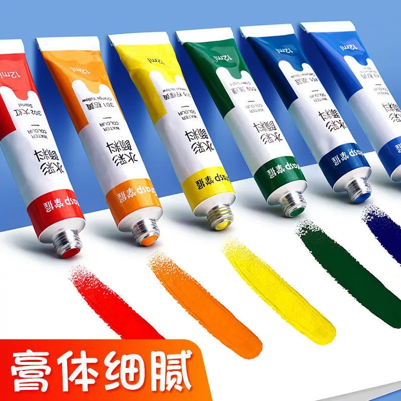 A small child creatively painting with watercolor paints